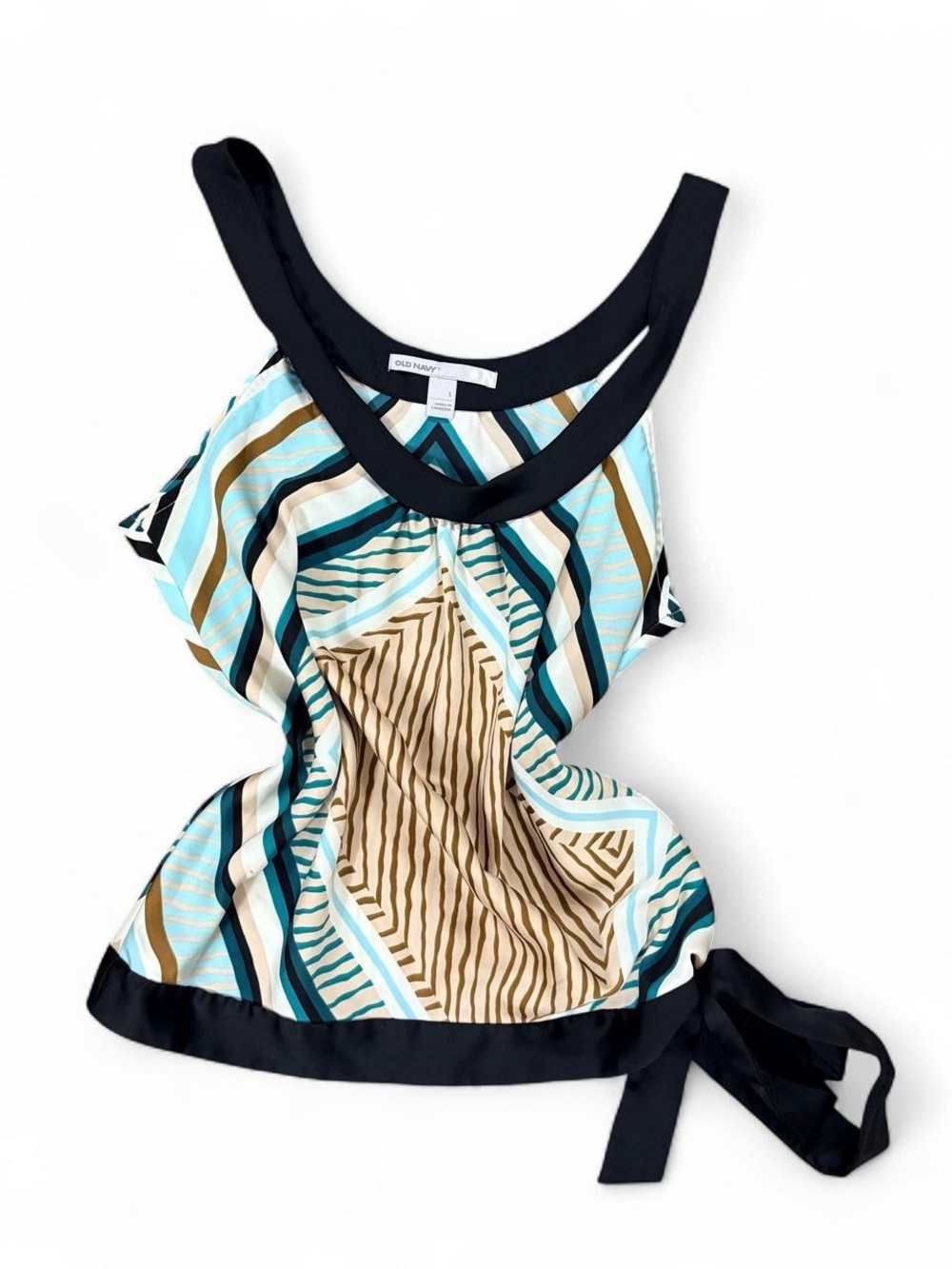 Old Navy Chevron Sleeveless Top - Teal, Cream, Black